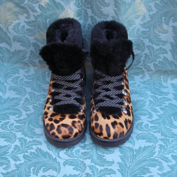 🤎🖤 J. Crew size 8-8.5 Nordic Boots in Leopard Calf Hair - Picture 3 of 12